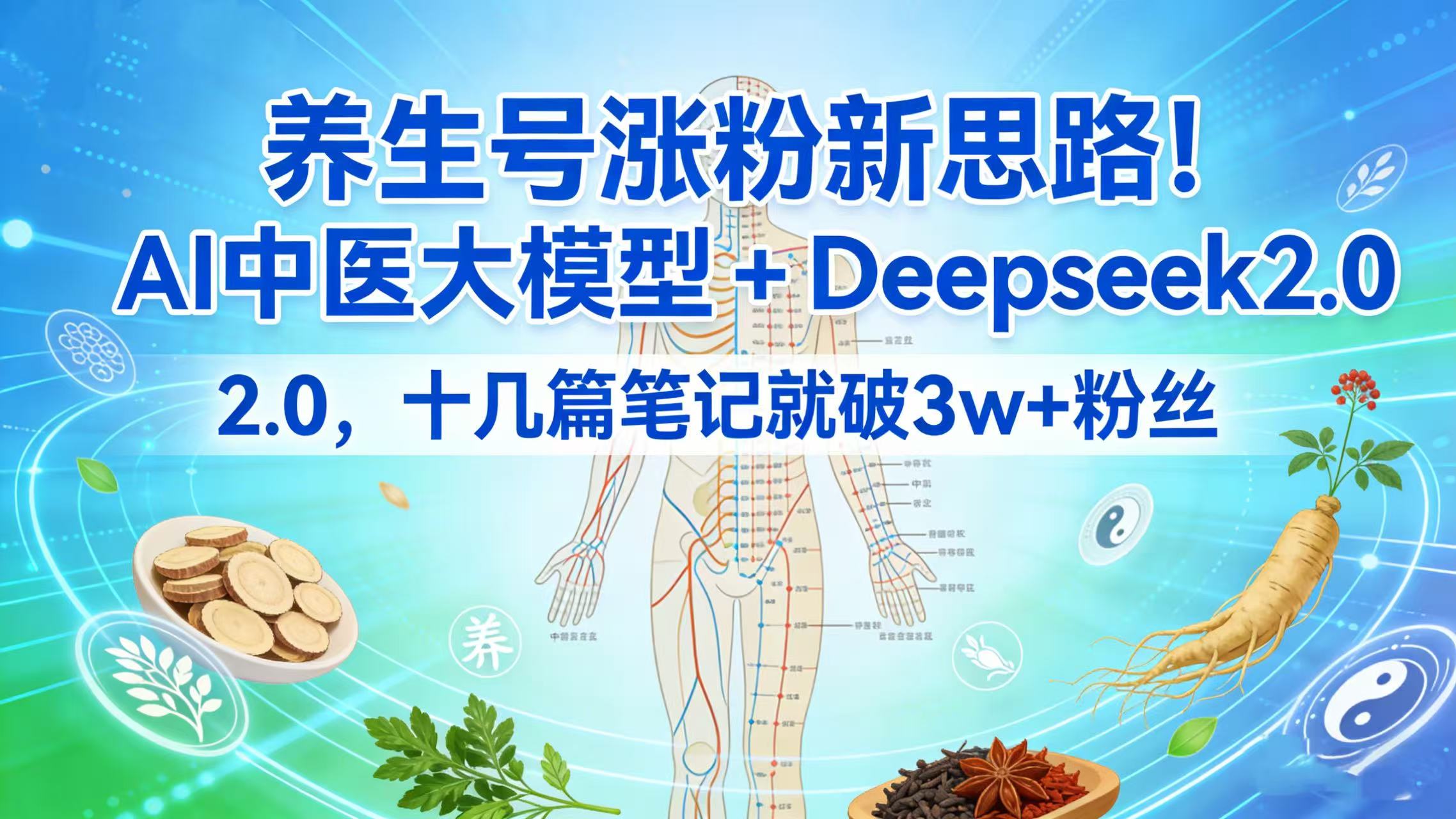 养生号涨粉新思路！AI 中医大模型 + Deepseek 2.0，十几篇笔记就破 3w + 粉丝网创吧-网创项目资源站-副业项目-创业项目-搞钱项目网创吧
