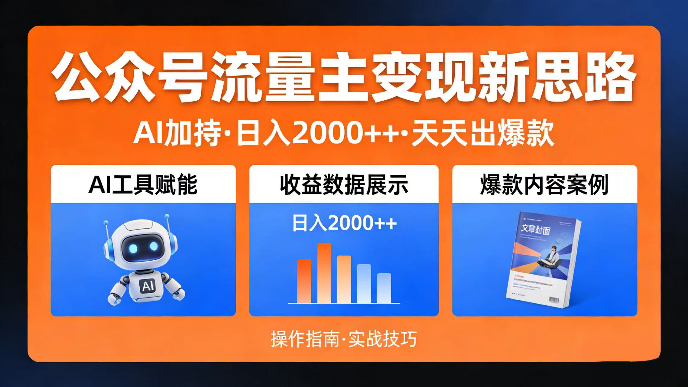 公众号流量主变现新思路：AI 加持，日入 2000++ 天天出爆款阿辉网创资源-网创项目资源站-副业项目-创业项目-搞钱项目阿辉网创资源