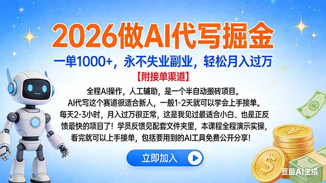 2026做AI代写掘金，一单1000+，永不失业副业，轻松月入过万网创吧-网创项目资源站-副业项目-创业项目-搞钱项目网创吧