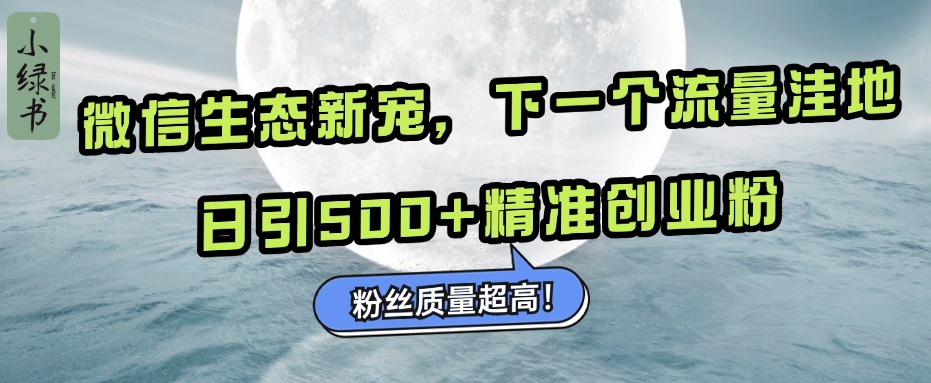 微信生态新宠小绿书:下一个流量洼地,粉丝质量超高,日引500+精准创业粉,网创吧-网创项目资源站-副业项目-创业项目-搞钱项目网创吧