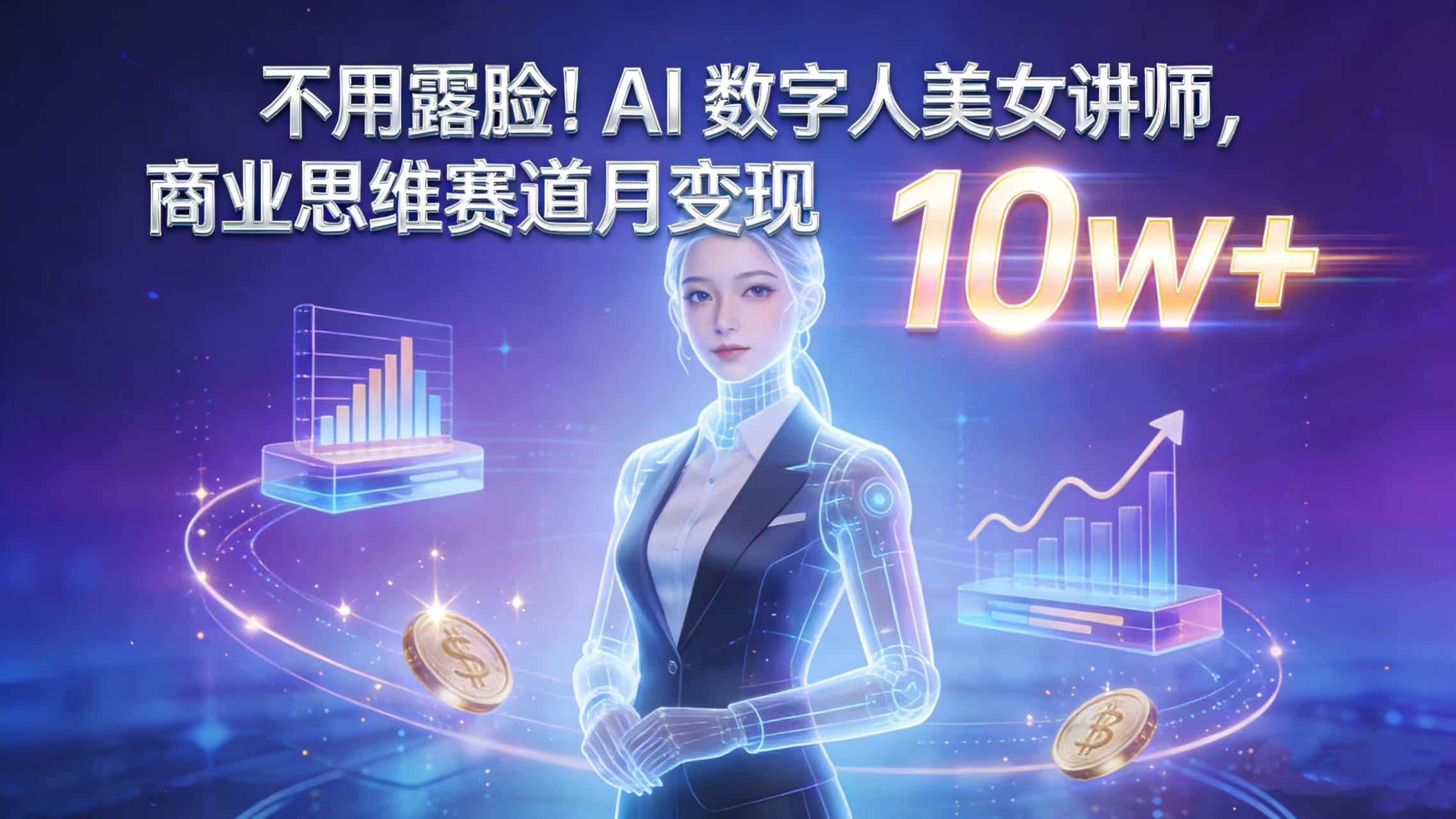 不用露脸！AI 数字人美女讲师，商业思维赛道月变现 10w+阿辉网创资源-网创项目资源站-副业项目-创业项目-搞钱项目阿辉网创资源