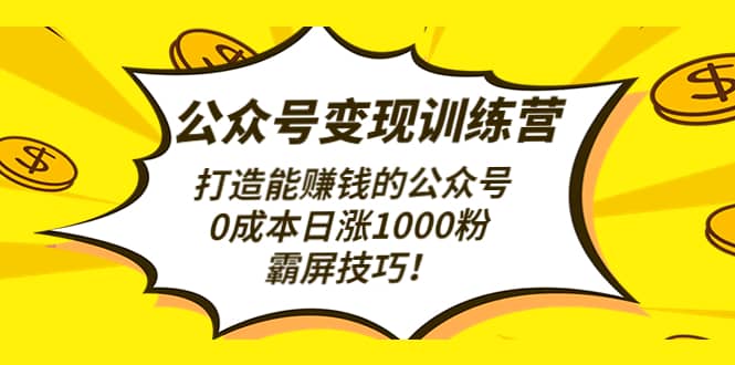 公众号变现训练营（第3期）阿辉网创资源-网创项目资源站-副业项目-创业项目-搞钱项目阿辉网创资源