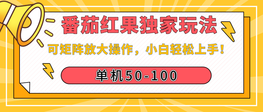 番茄红果独家玩法，单机50-100，可矩阵放大操作，小白轻松上手！阿辉网创资源-网创项目资源站-副业项目-创业项目-搞钱项目阿辉网创资源