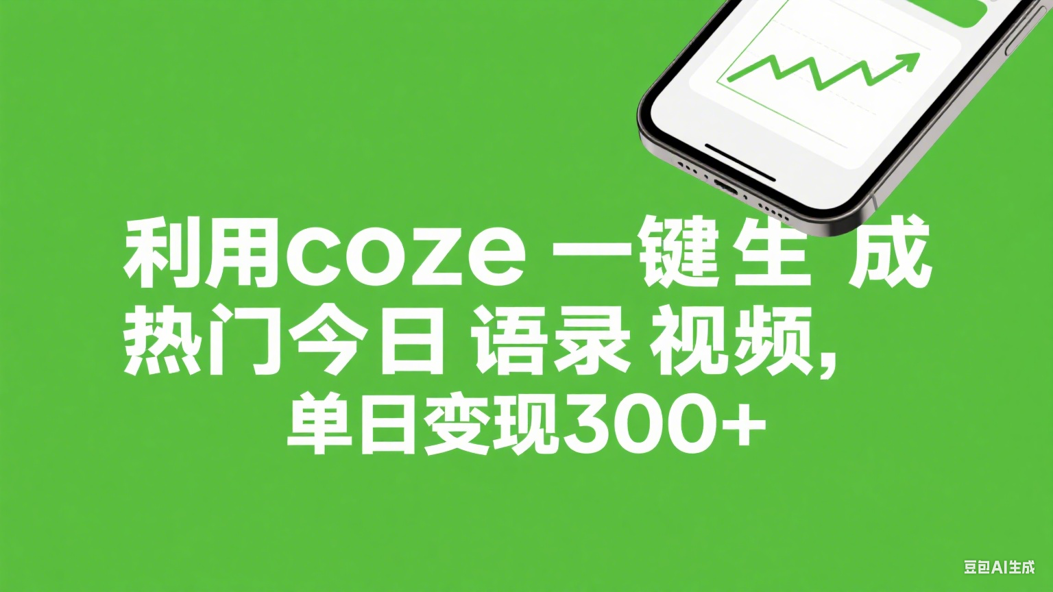 利用coze一键生成热门今日语录视频,单日变现300+网创吧-网创项目资源站-副业项目-创业项目-搞钱项目网创吧