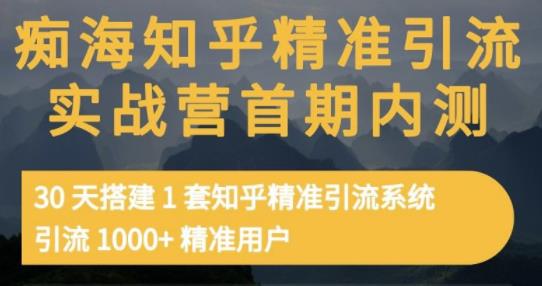 痴海知乎精准引流实战营1-2期，30天搭建1套知乎精准引流系统，引流1000+精准用户阿辉网创资源-网创项目资源站-副业项目-创业项目-搞钱项目阿辉网创资源