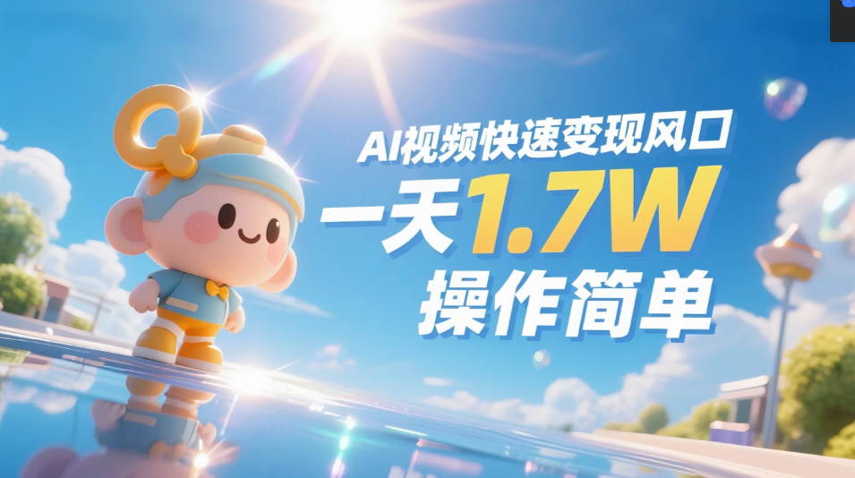 《Ai视频变现风口，一天1.7W，收入无上限，操作简单》网创吧-网创项目资源站-副业项目-创业项目-搞钱项目网创吧