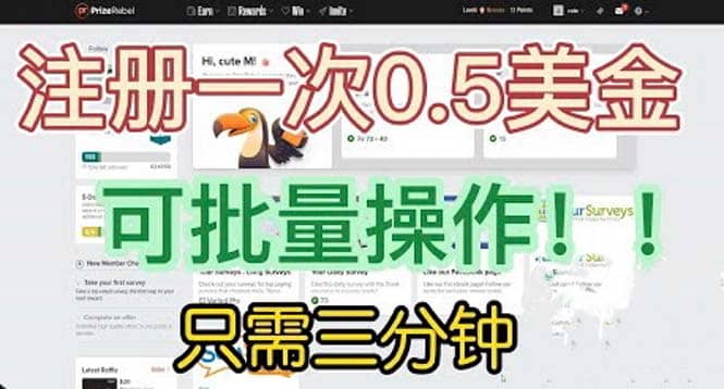 国外项目注册一次0.5美金 只需三分钟无脑操作 可批量放大 小白工作室福利阿辉网创资源-网创项目资源站-副业项目-创业项目-搞钱项目阿辉网创资源
