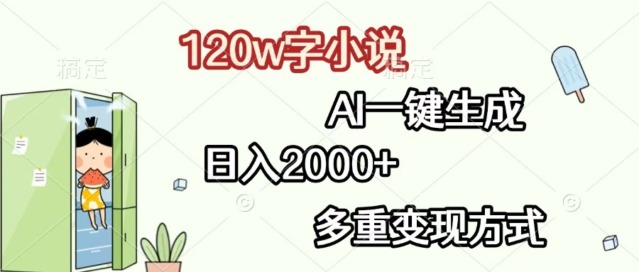 120w字小说,AI一键生成,日入2000+,多重变现方式网创吧-网创项目资源站-副业项目-创业项目-搞钱项目网创吧