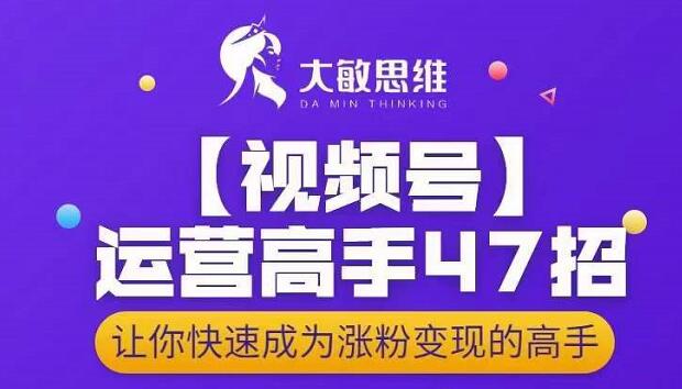 大敏思维-视频号运营高手47招，让你快速成为涨粉变现高手阿辉网创资源-网创项目资源站-副业项目-创业项目-搞钱项目阿辉网创资源