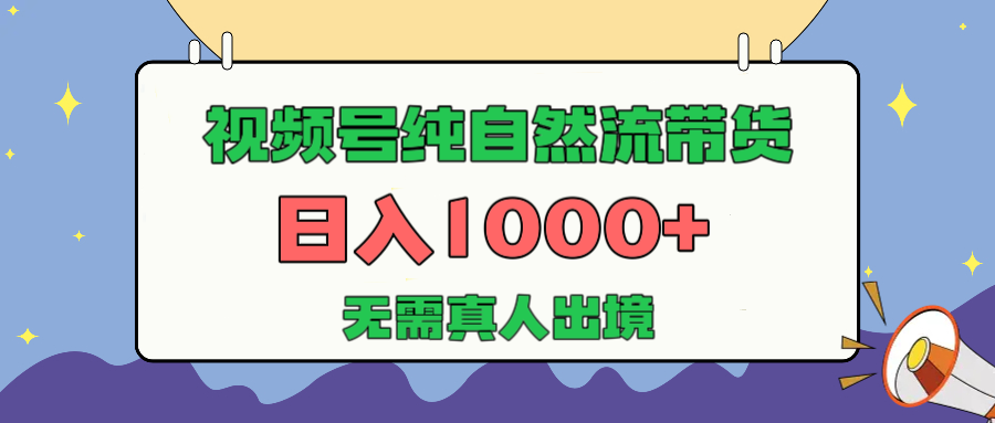 视频号纯自然流带货,日入1000+,无需真人出境,新手小白也可操作网创吧-网创项目资源站-副业项目-创业项目-搞钱项目网创吧