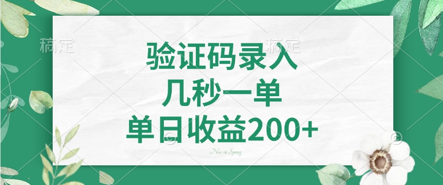 验证码录入,几秒一单,单日收益200+网创吧-网创项目资源站-副业项目-创业项目-搞钱项目网创吧