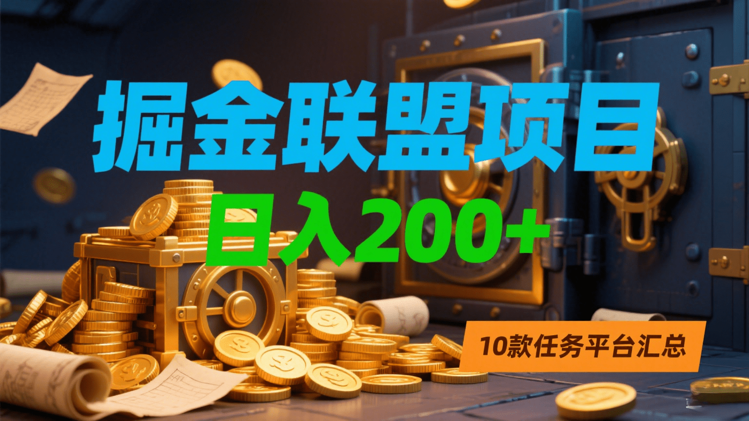 掘金联盟项目，日入200+，10款任务平台汇总网创吧-网创项目资源站-副业项目-创业项目-搞钱项目网创吧