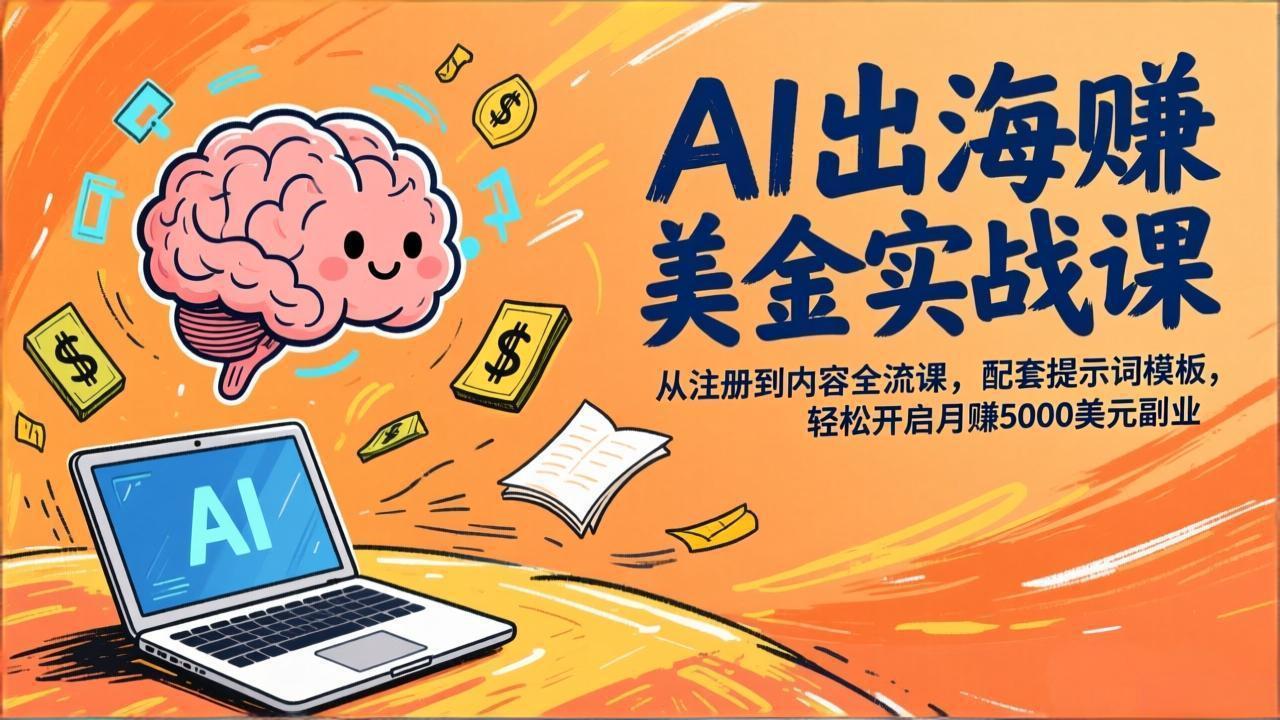 AI出海赚美金实战课，从注册到内容全流程，配套提示词模板，轻松开启月赚5000美元副业阿辉网创资源-网创项目资源站-副业项目-创业项目-搞钱项目阿辉网创资源