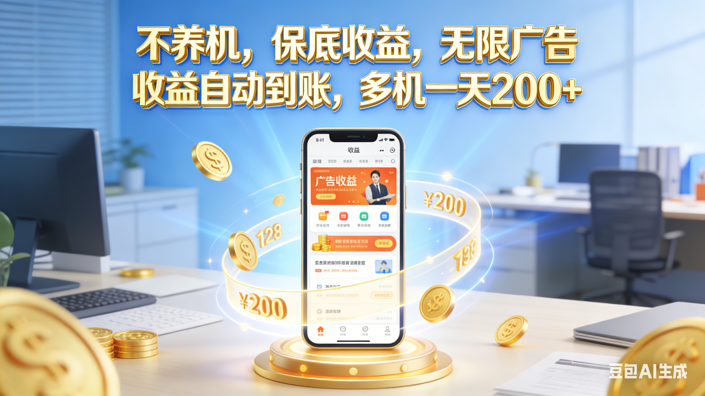 不养机，保底收益，无限广告，收益自动到账，多机一天200+阿辉网创资源-网创项目资源站-副业项目-创业项目-搞钱项目阿辉网创资源
