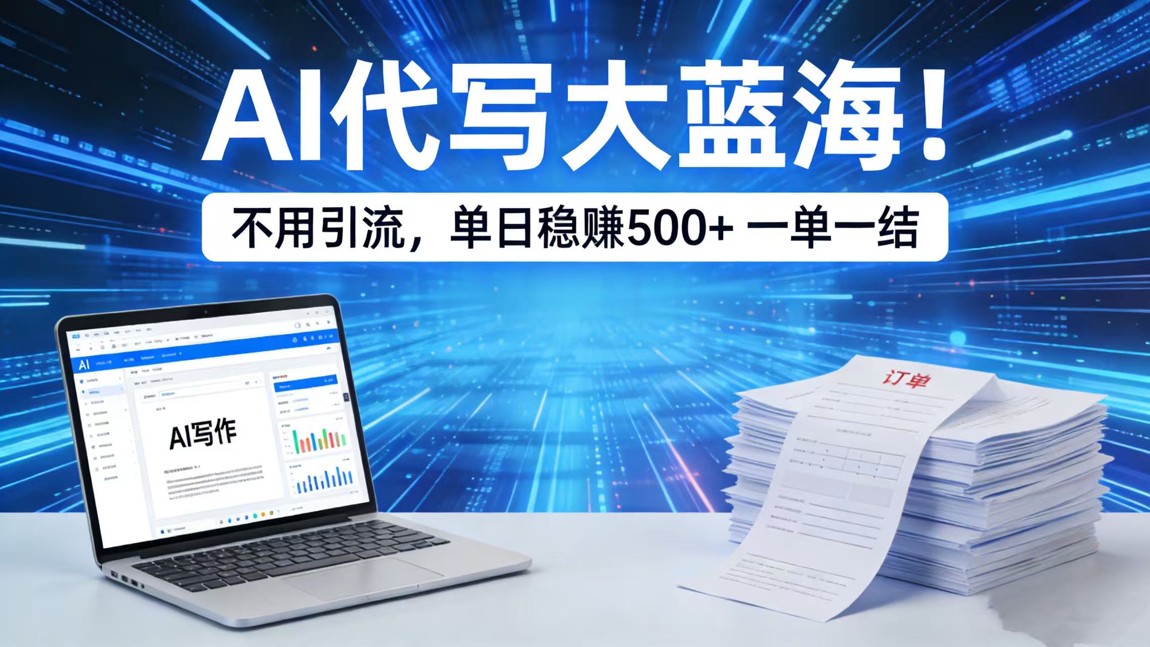 AI 代写大蓝海！不用引流，单日稳赚 500 + 一单一结阿辉网创资源-网创项目资源站-副业项目-创业项目-搞钱项目阿辉网创资源