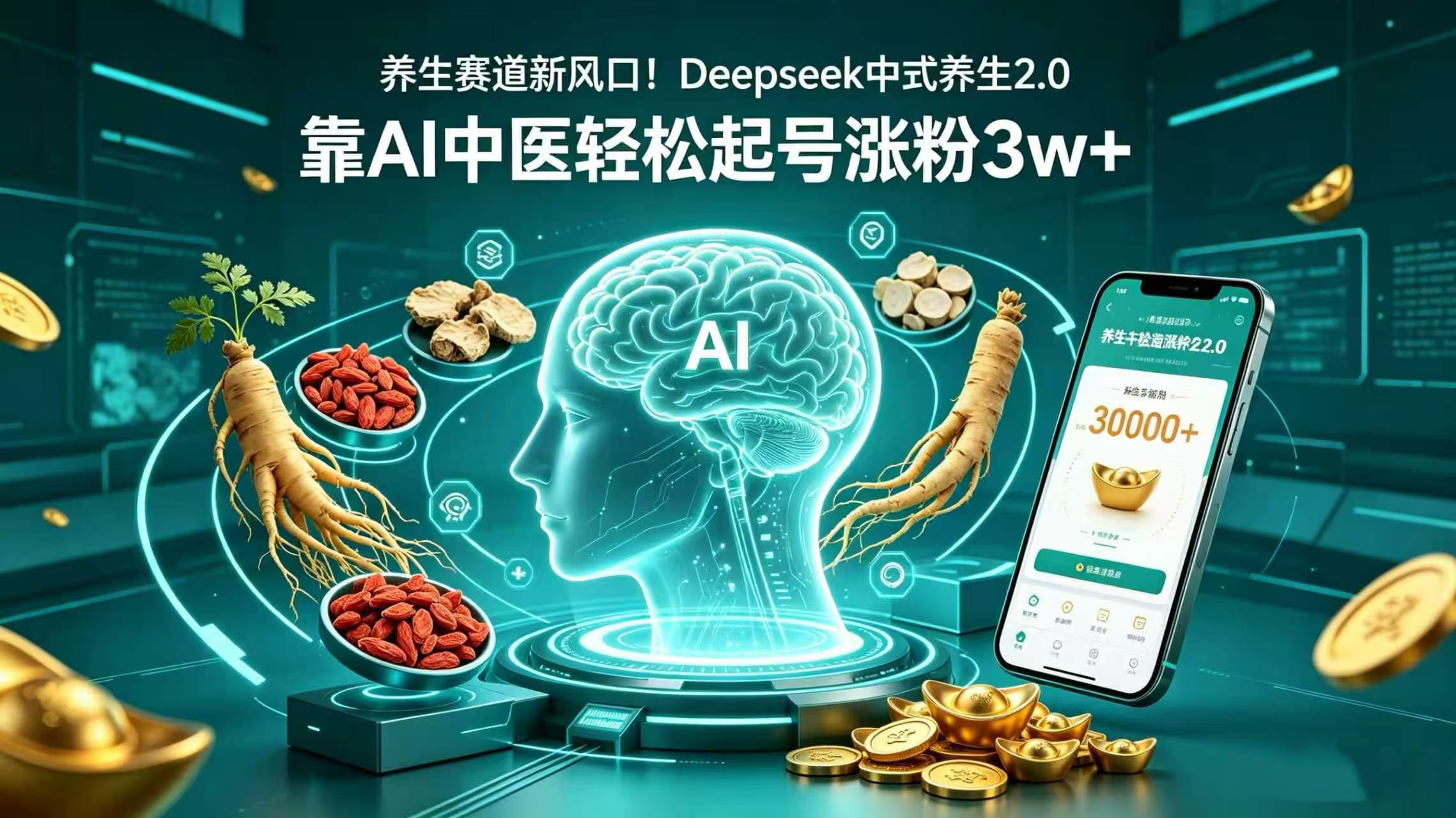 养生赛道新风口！Deepseek 中式养生 2.0，靠 AI 中医轻松起号涨粉 3w+阿辉网创资源-网创项目资源站-副业项目-创业项目-搞钱项目阿辉网创资源