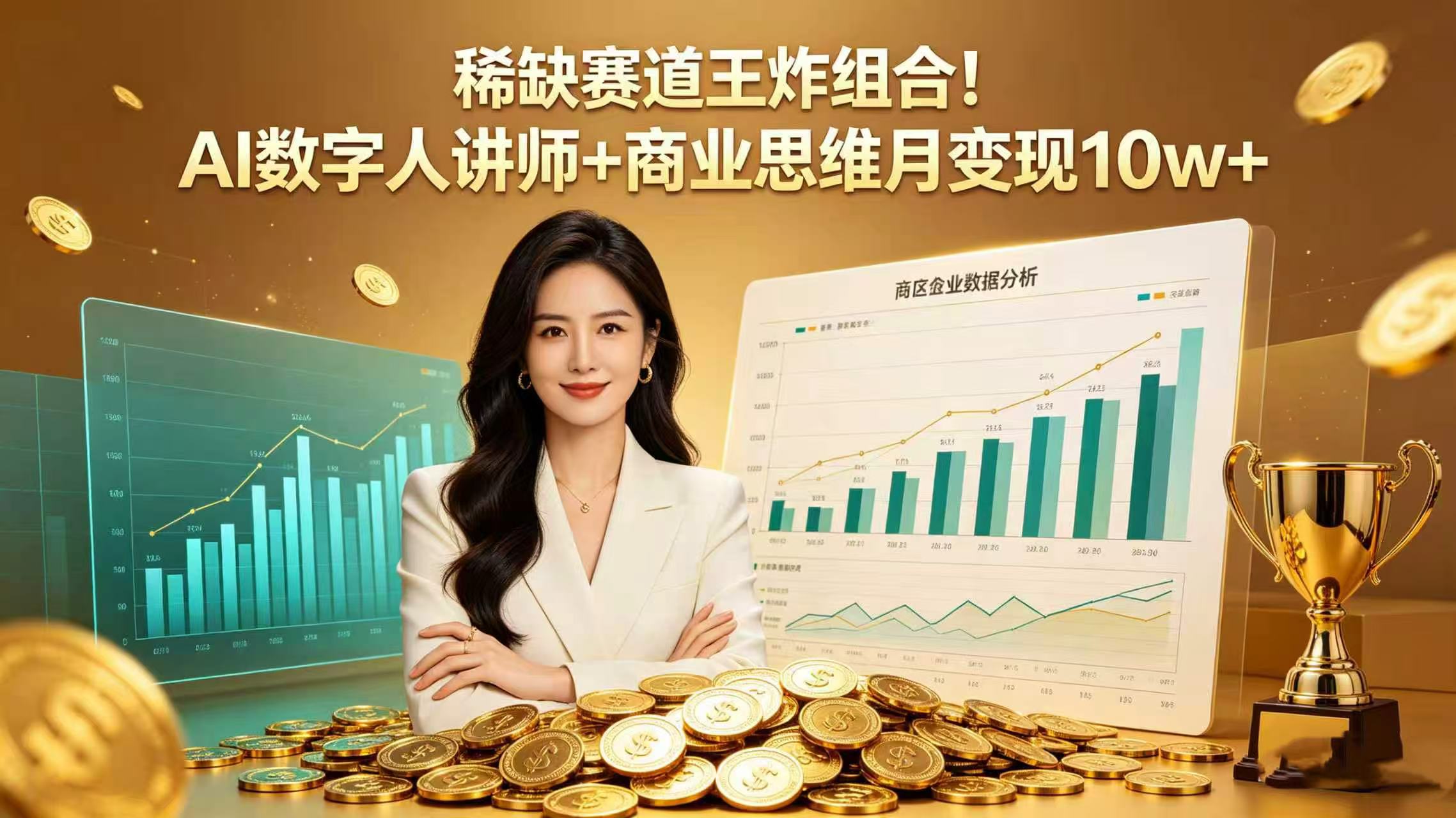 稀缺赛道王炸组合！AI 数字人讲师 + 商业思维 月变现 10w+阿辉网创资源-网创项目资源站-副业项目-创业项目-搞钱项目阿辉网创资源