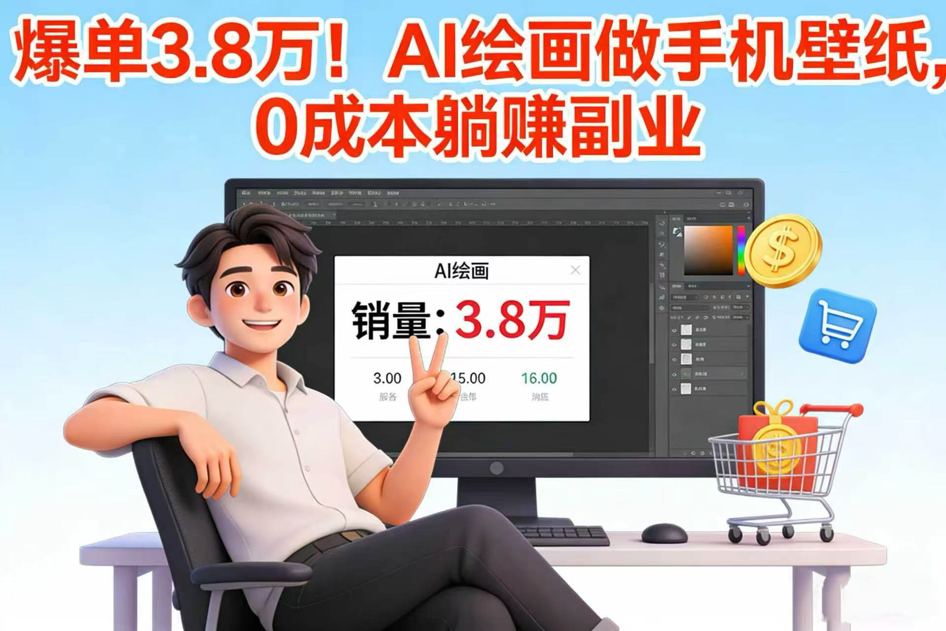 爆单 3.8 万！AI 绘画做手机壁纸，0 成本躺赚副业阿辉网创资源-网创项目资源站-副业项目-创业项目-搞钱项目阿辉网创资源