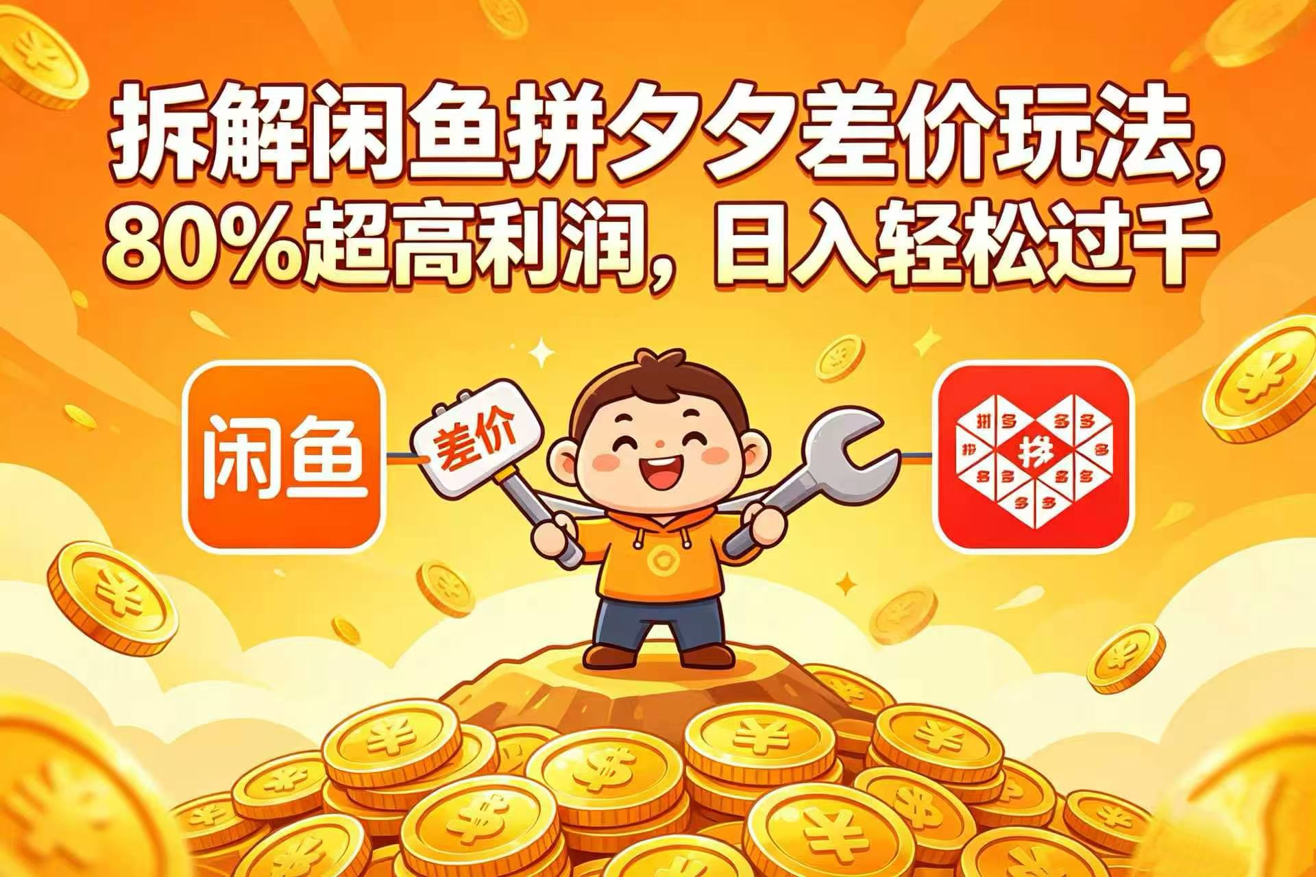 拆解闲鱼拼夕夕差价玩法,80% 超高利润,日入轻松过千阿辉网创资源-网创项目资源站-副业项目-创业项目-搞钱项目阿辉网创资源